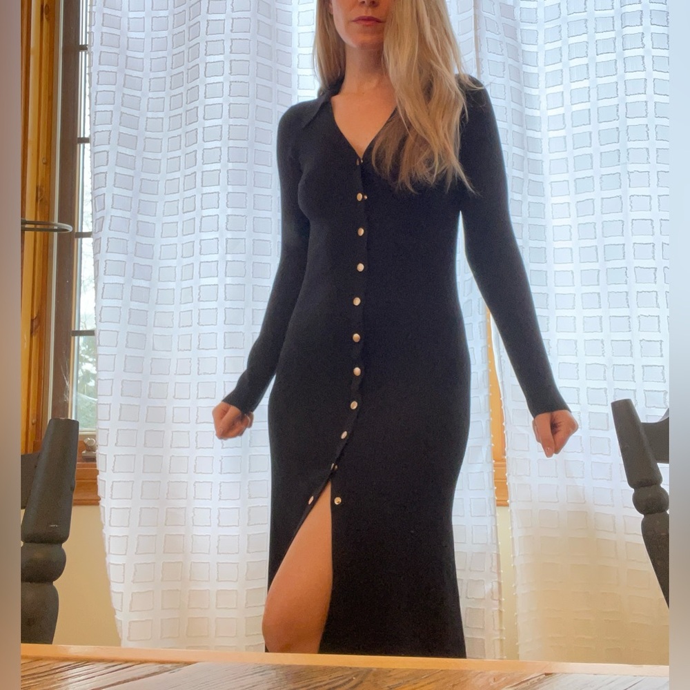 Black button up dress